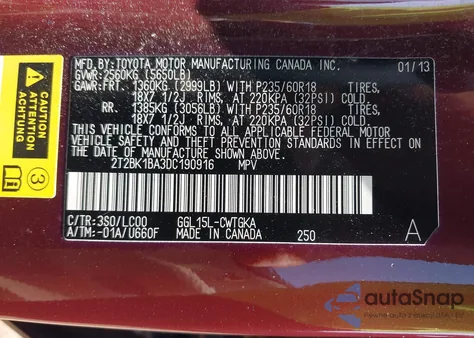 2013 Lexus Rx 350 from USA, damaged, VIN 2T2BK1BA3DC190916